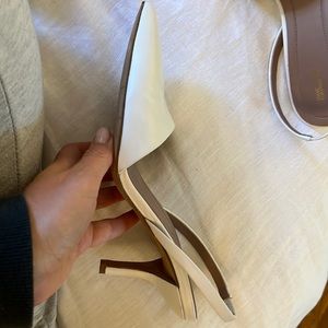 DVF White sling back low heel pump